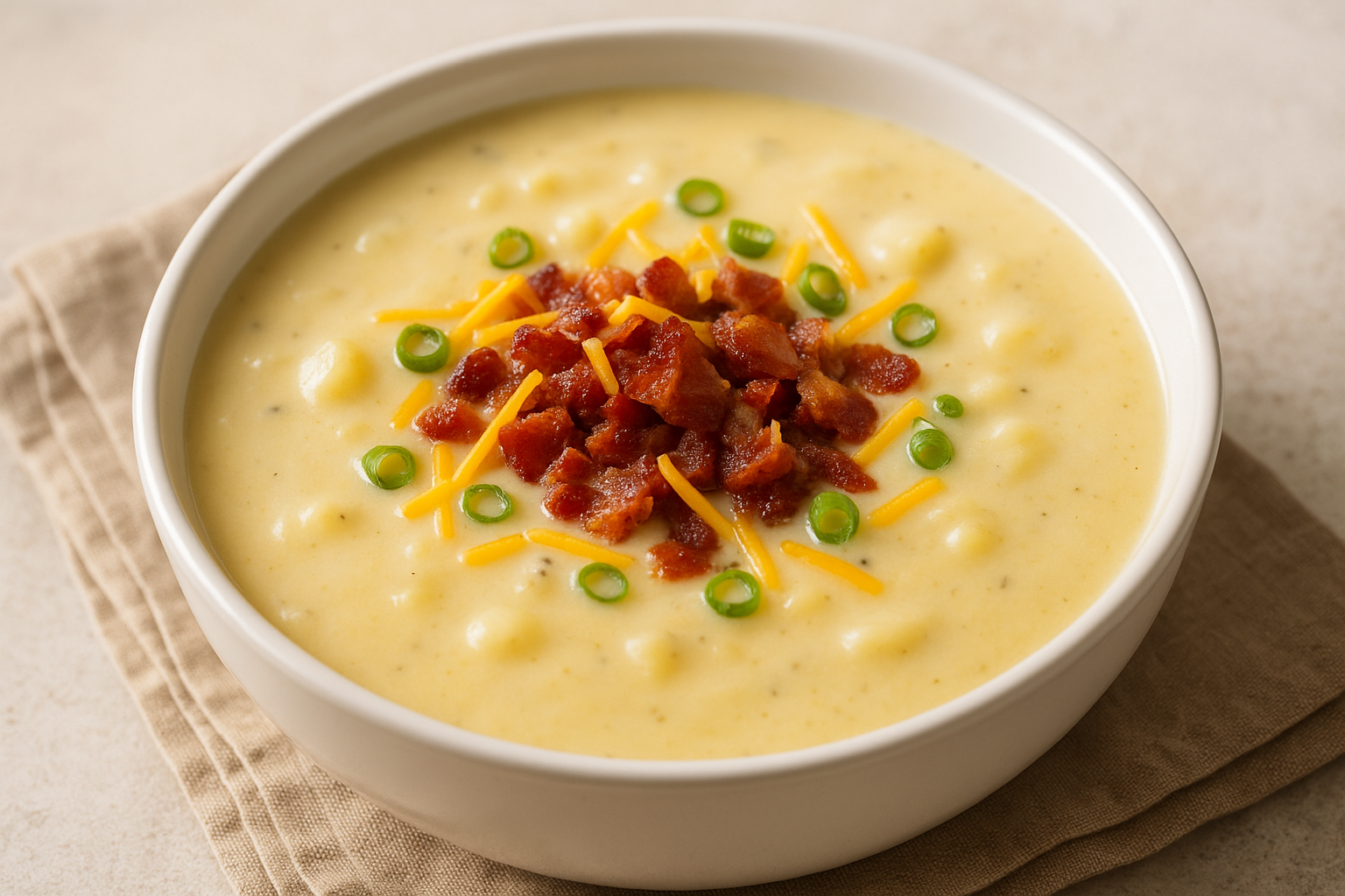 Soupe aux pommes de terre et bacon (crémeuse & savoureuse)