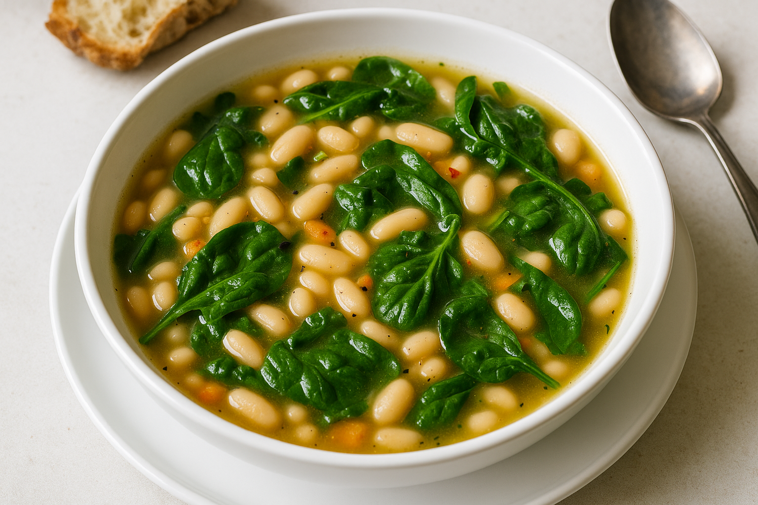 Soupe aux haricots blancs et épinards
