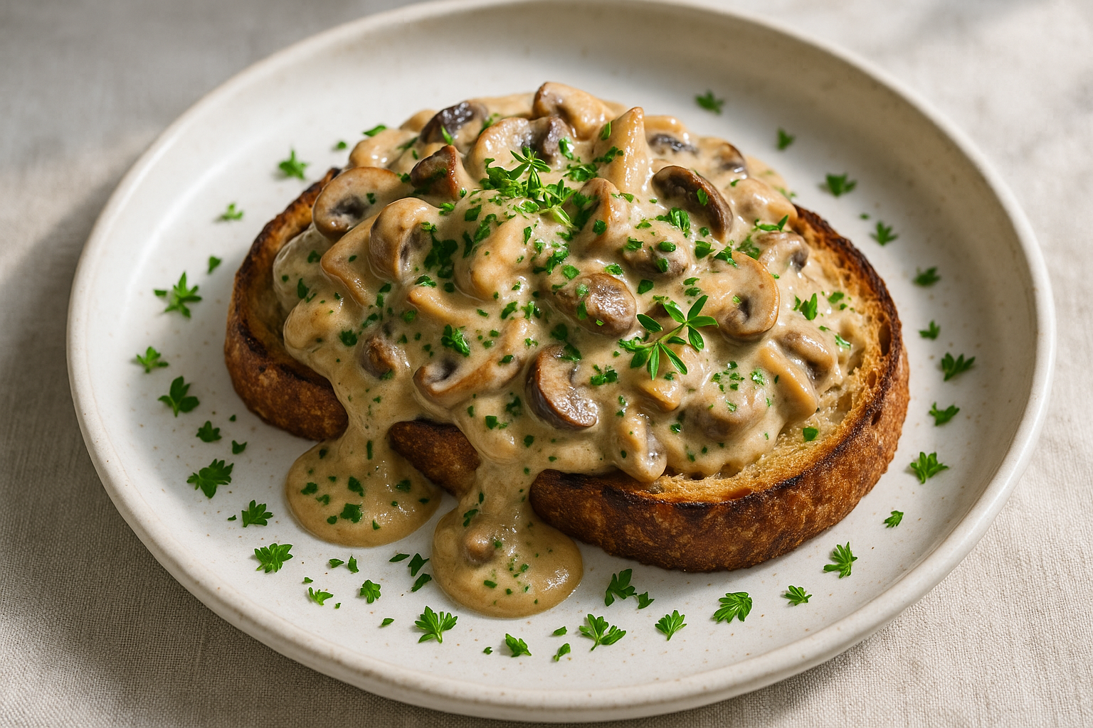 Toast Crémeux aux Champignons (pour 2 personnes)