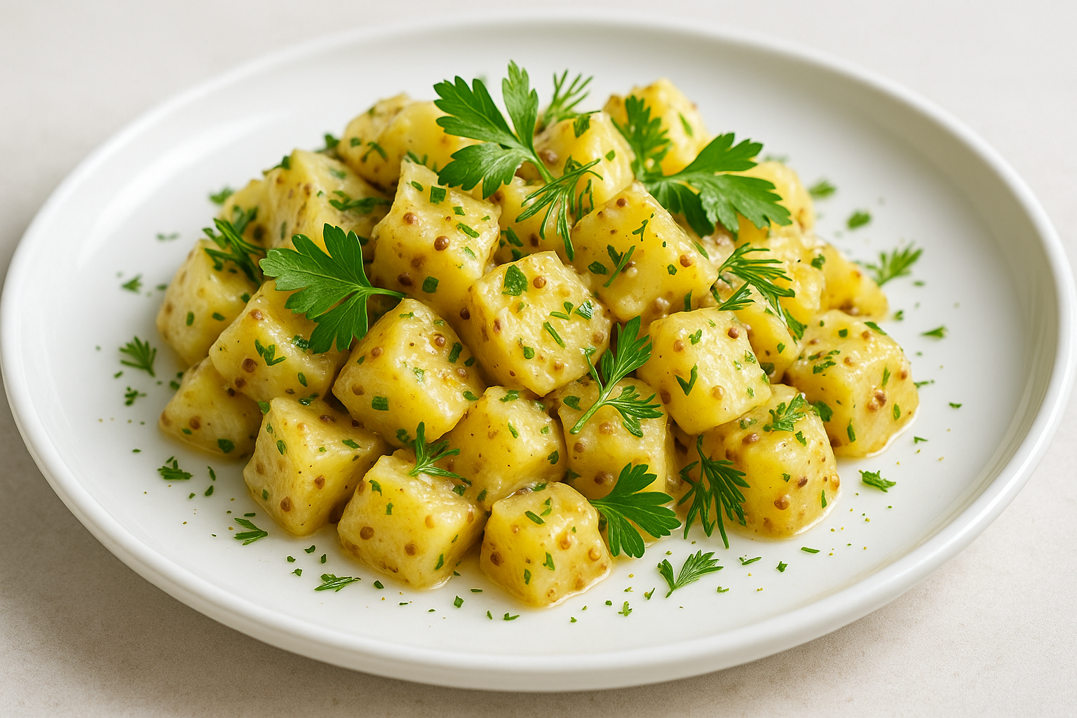 Salade de pommes de terre à la moutarde & fines herbes