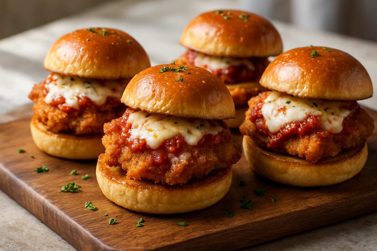 Mini-sandwichs au poulet croustillant et parmesan