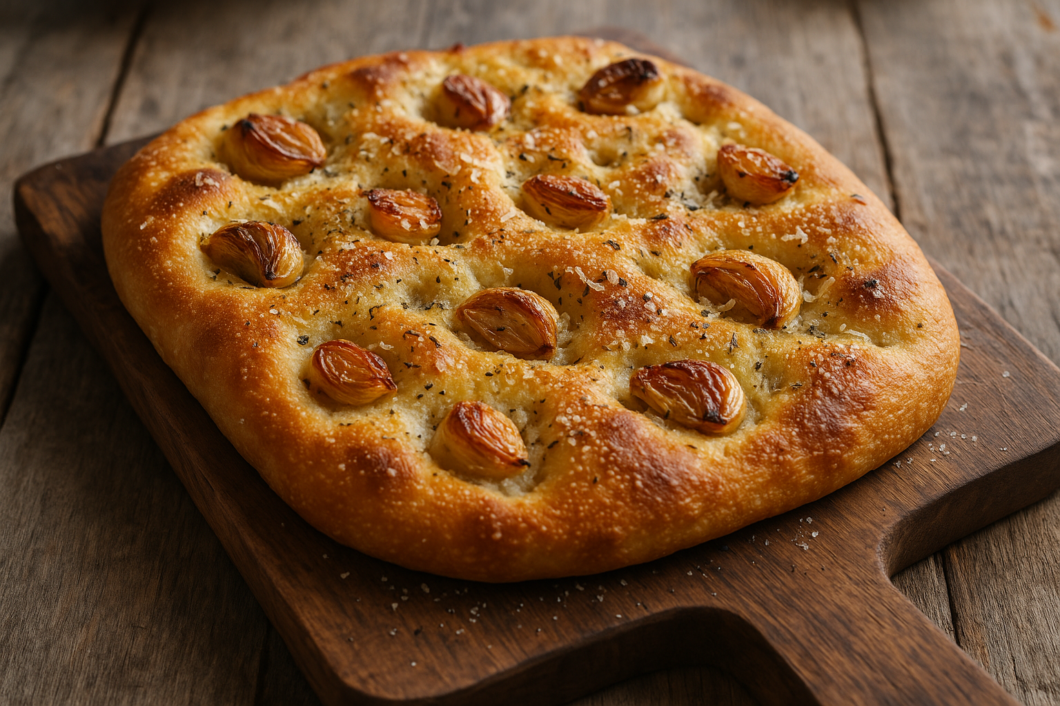 Focaccia à l'Ail Confit et au Parmesan