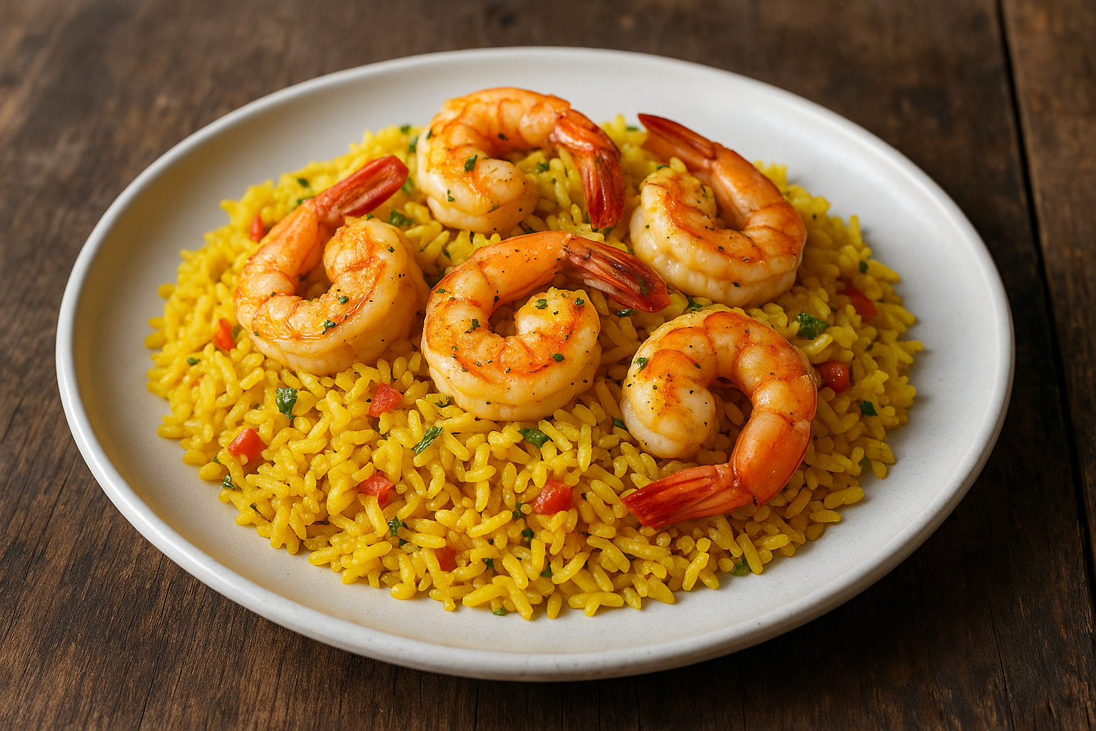 Riz jaune aux crevettes