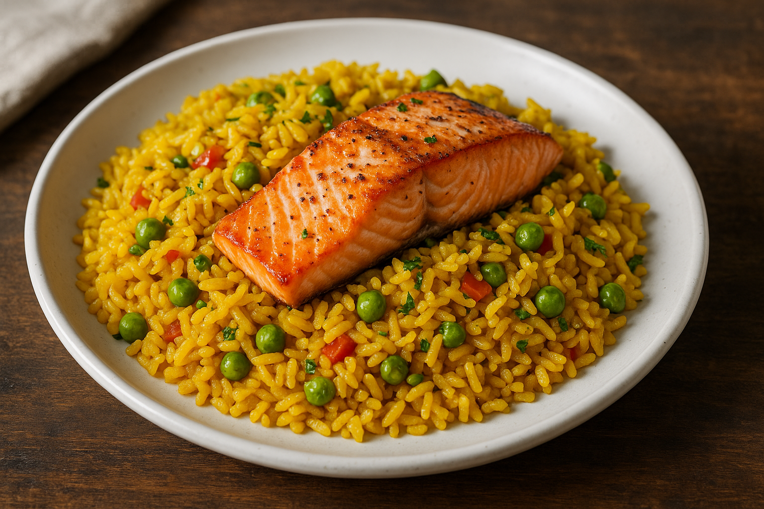 Riz jaune au saumon