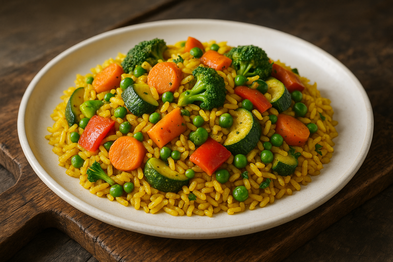 Riz jaune aux légumes