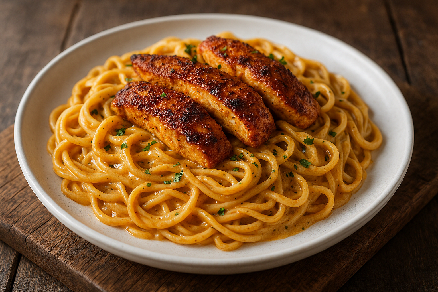 Pâtes crémeuses au poulet cajun (pour 2 à 3 personnes)