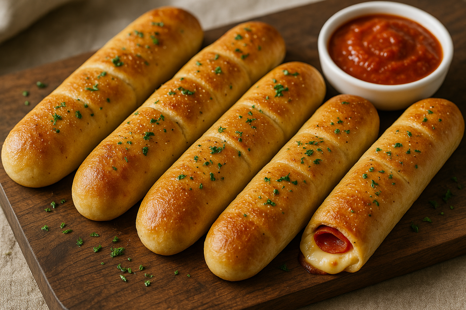Gressins farcis au pepperoni et au fromage