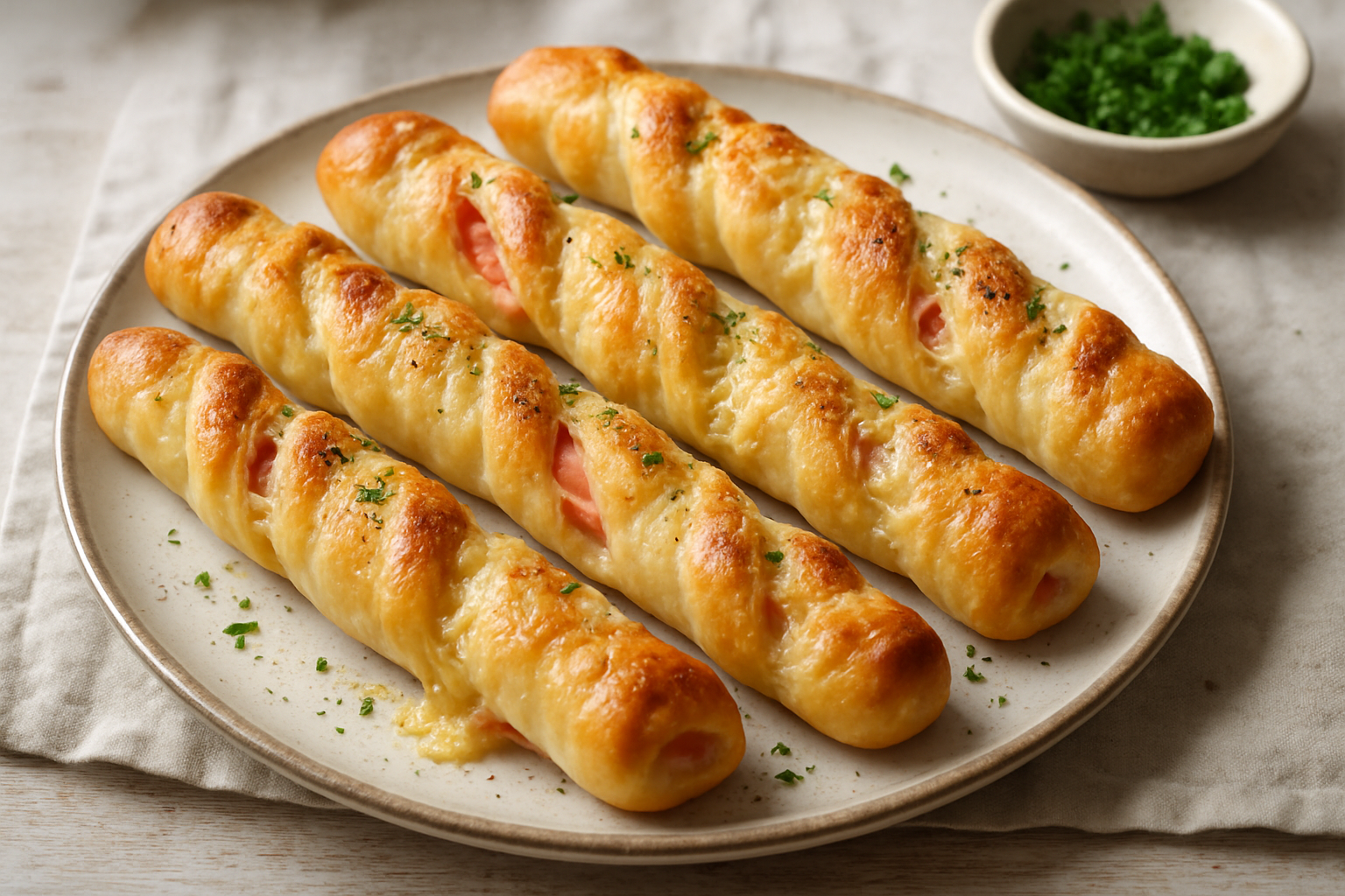 Gressins au jambon et au fromage