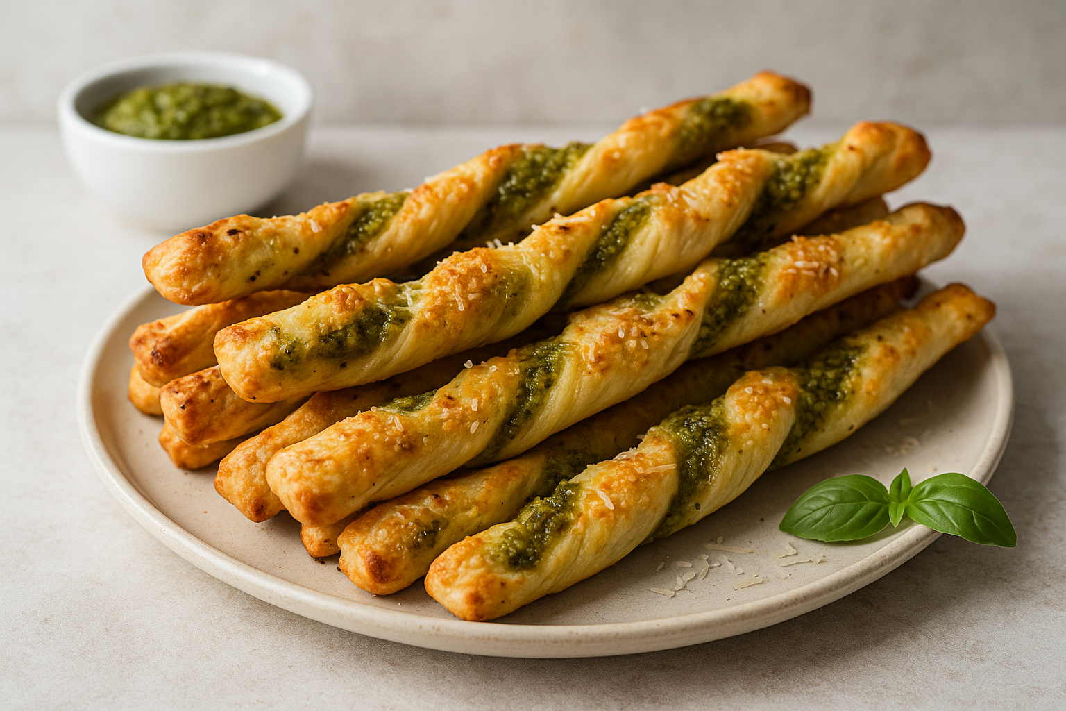 Gressins végétariens au pesto et au fromage