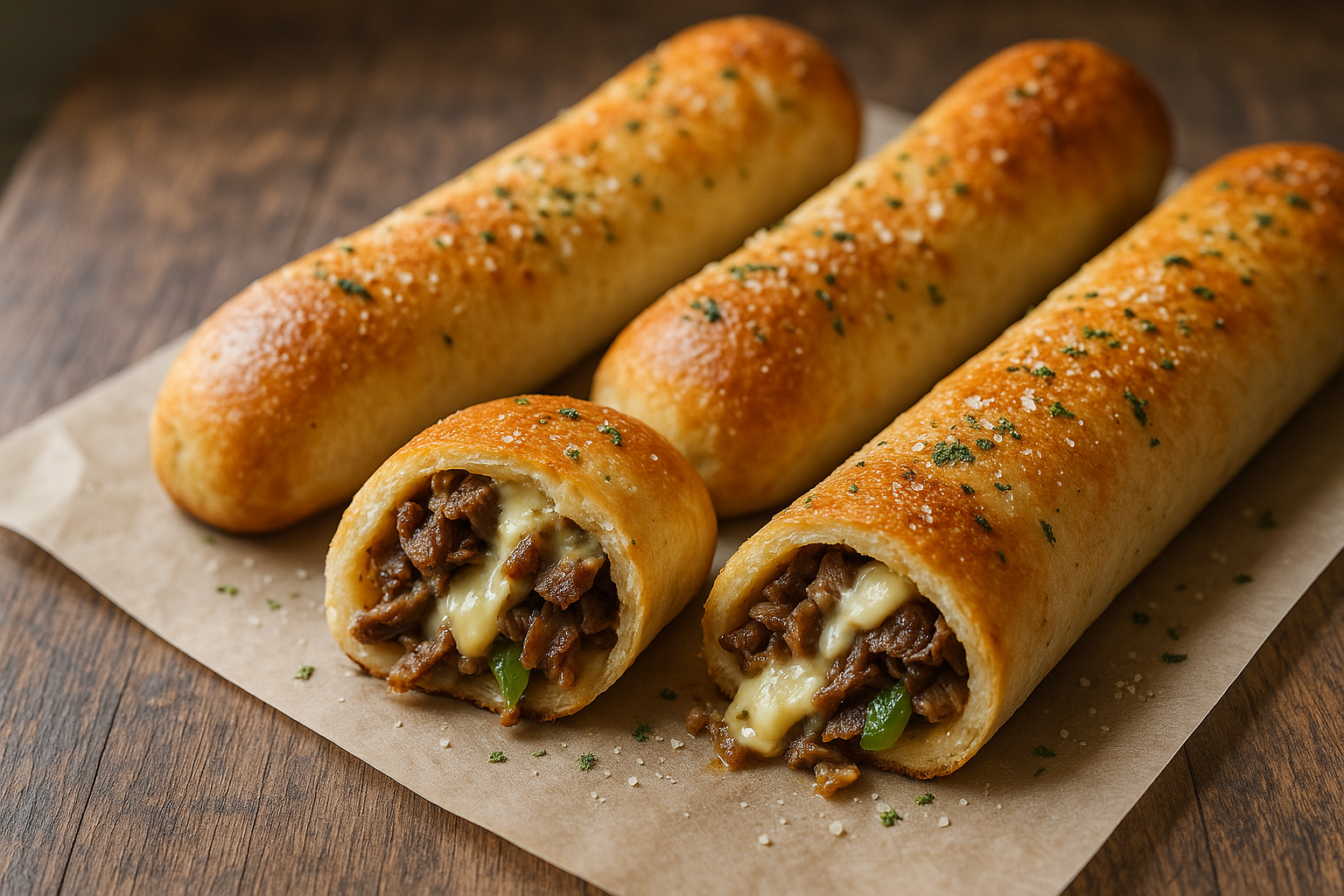 Gressins farcis au fromage et Philly Cheesesteak