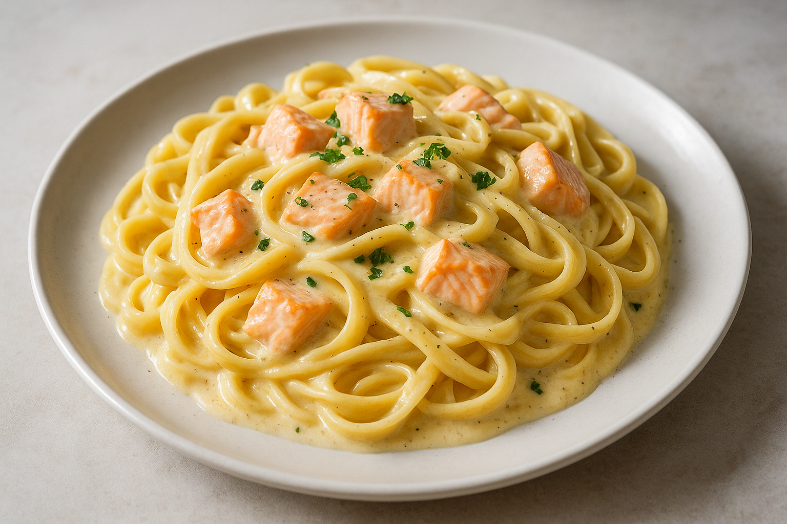 Pâtes au saumon et à la crème