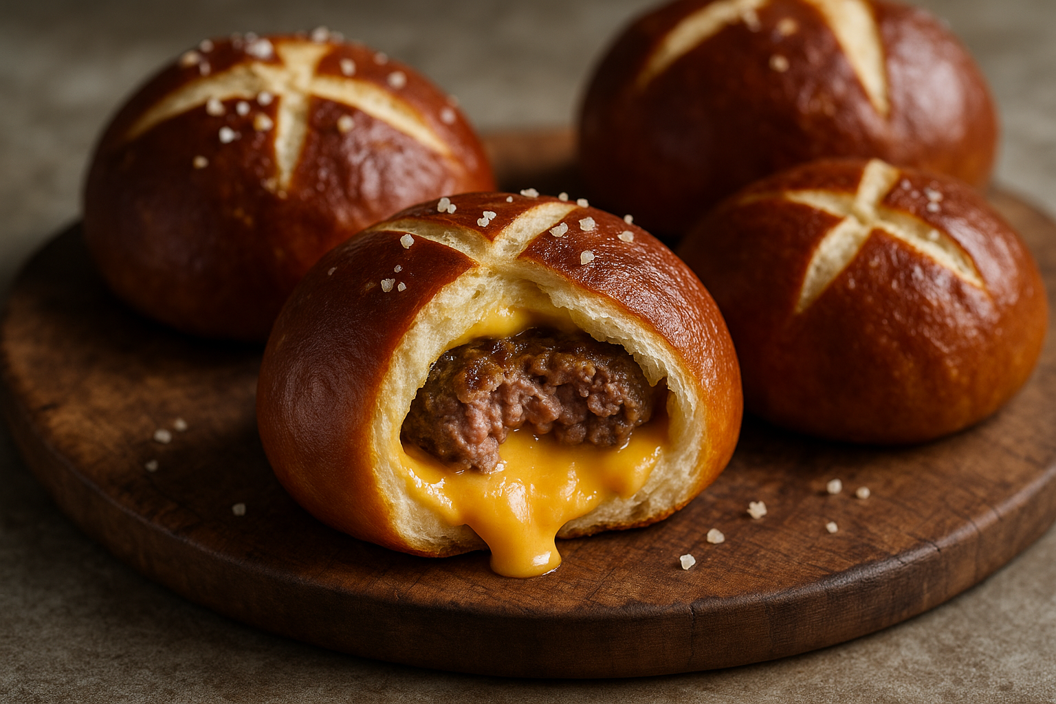 Bombes Cheeseburger-Bretzel