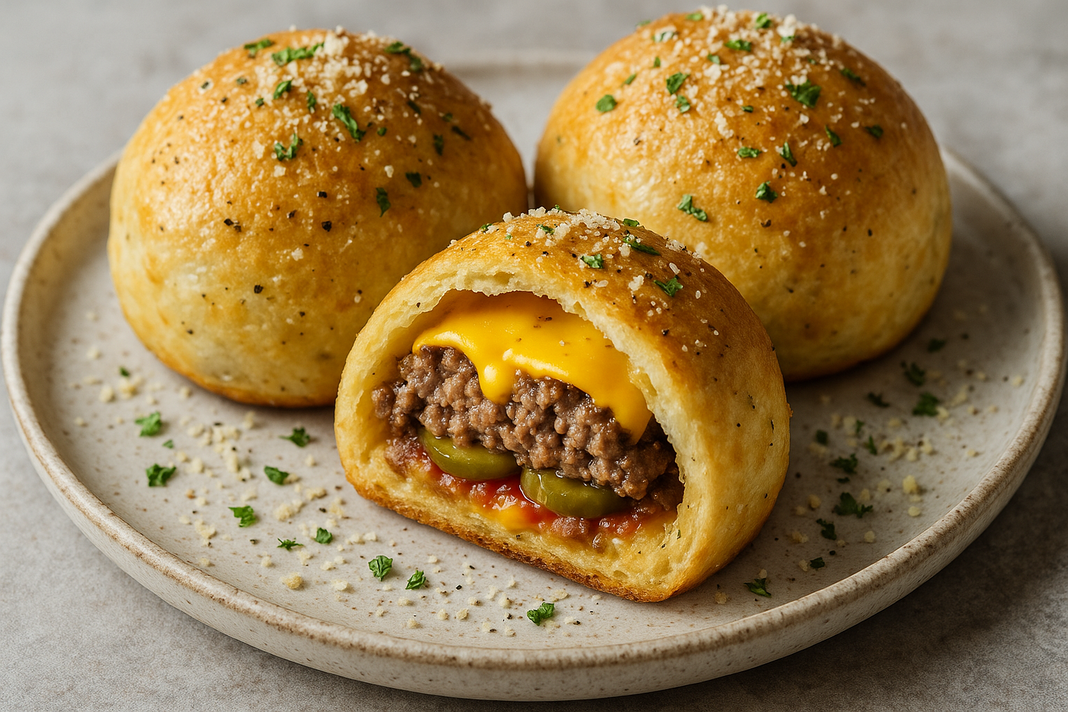 Bombes Cheeseburger Ail-Parmesan