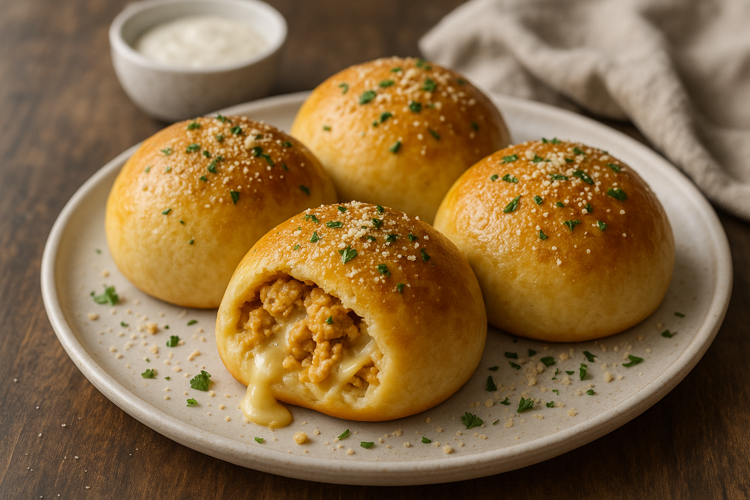 Bombes de Cheeseburger au Poulet, Ail et Parmesan