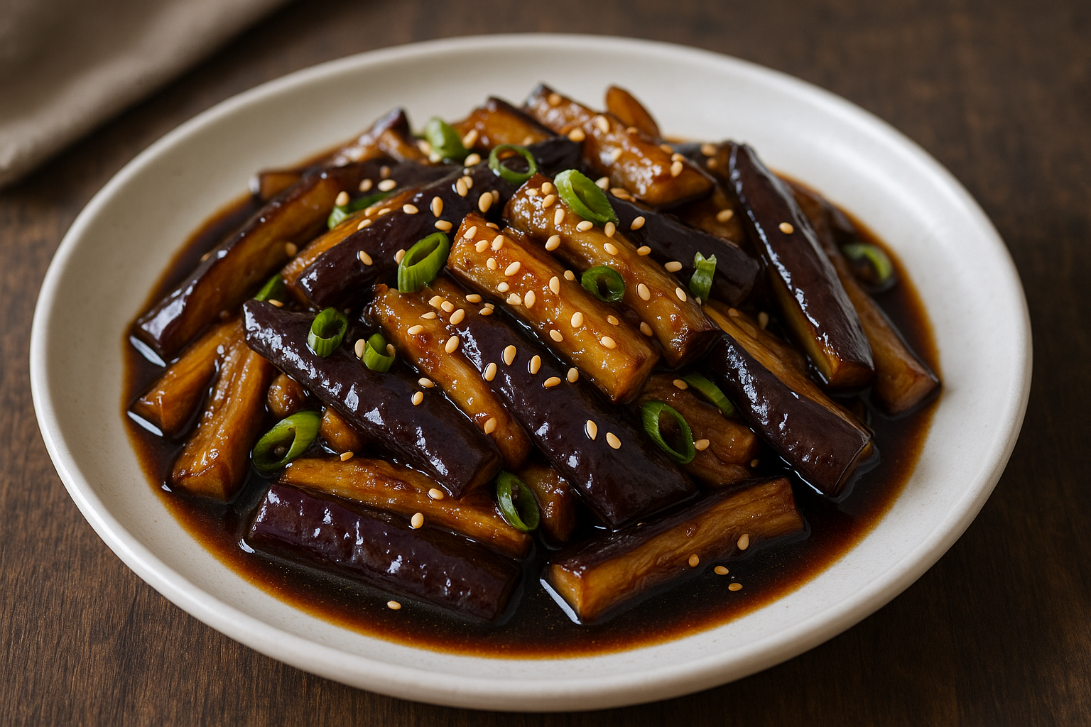 Sauté d'aubergines à la sauce soja