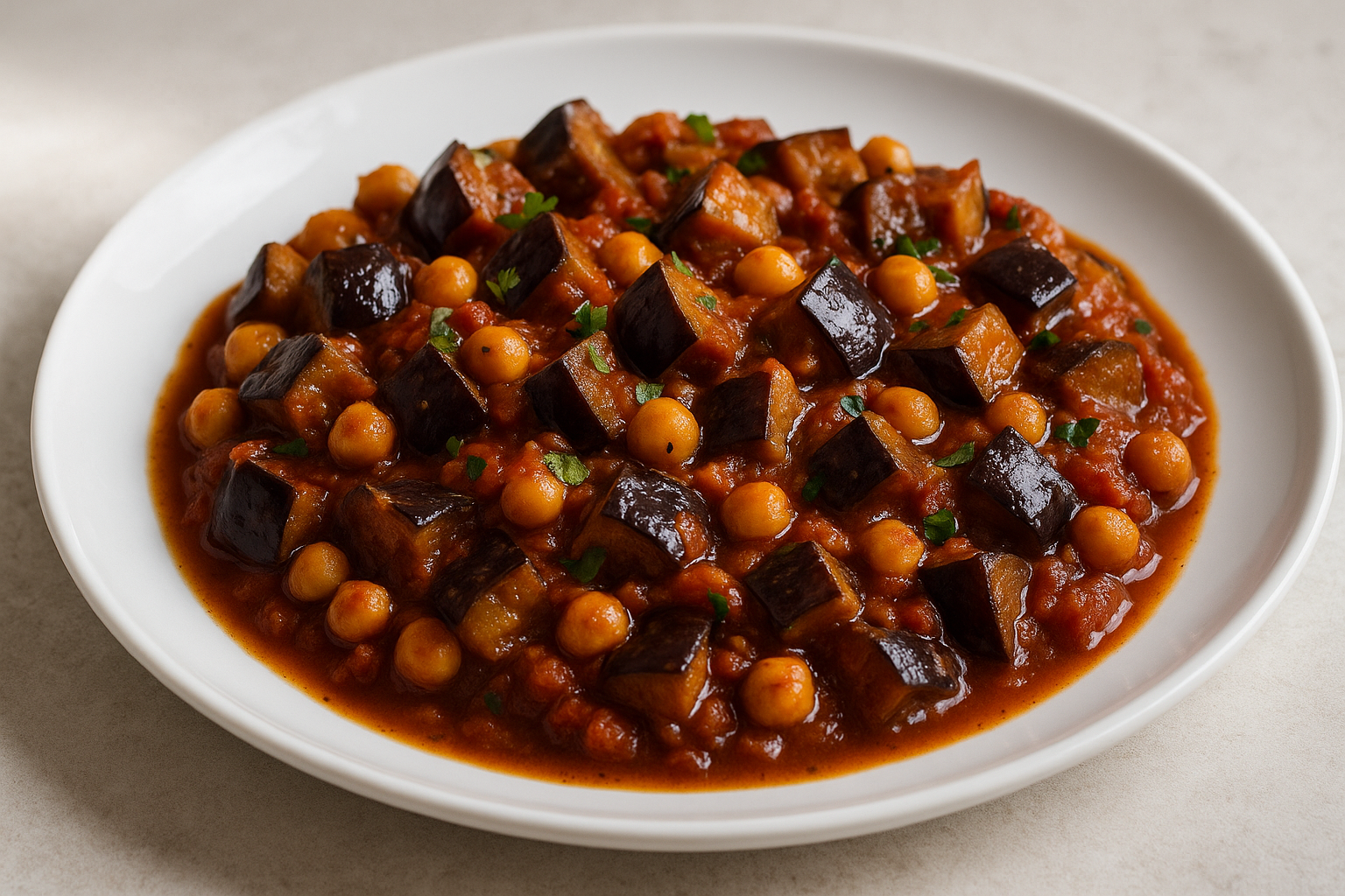 Ragoût d’aubergines et de pois chiches