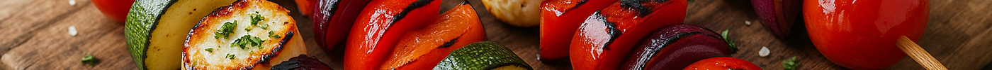 Brochettes de légumes et fromage de chèvre