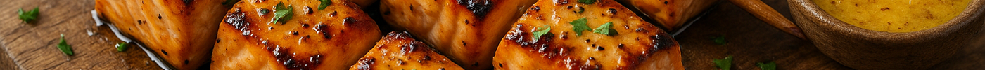 Brochettes de saumon au miel et à la moutarde