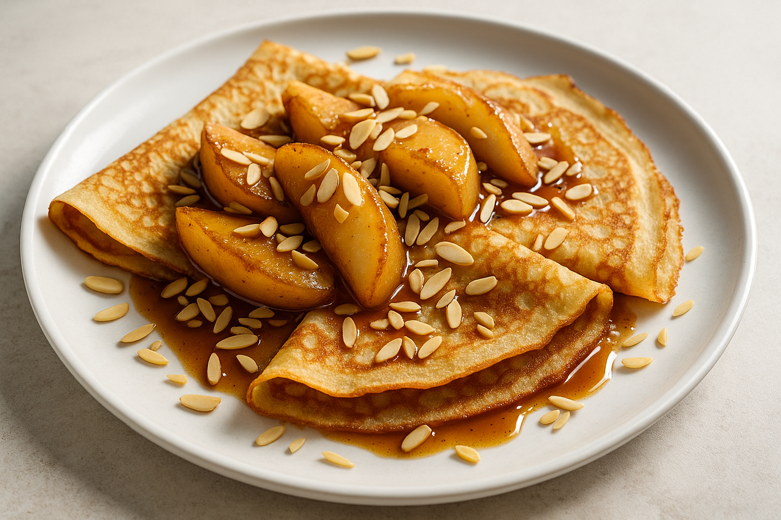 Crêpes aux Poires Caramélisées et Amandes