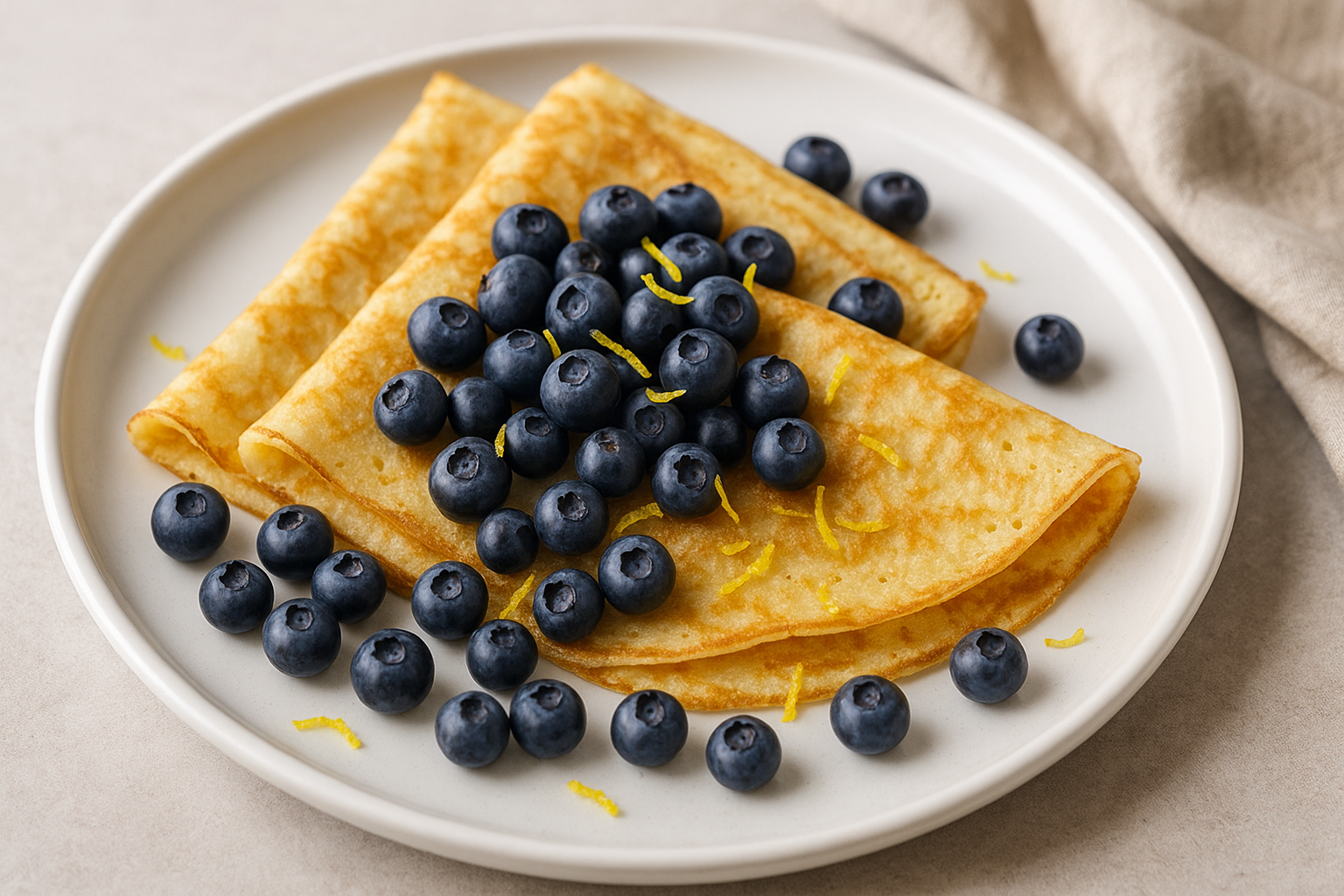 Crêpes aux Myrtilles et Zeste de Citron