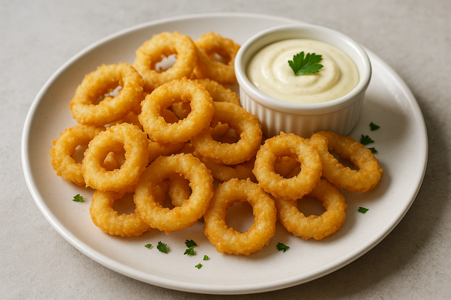 Calamars frits croustillants avec sauce aïoli