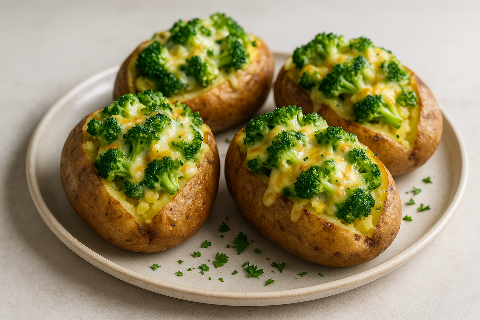 Pommes de terre farcies au brocoli et fromage (végétariennes)