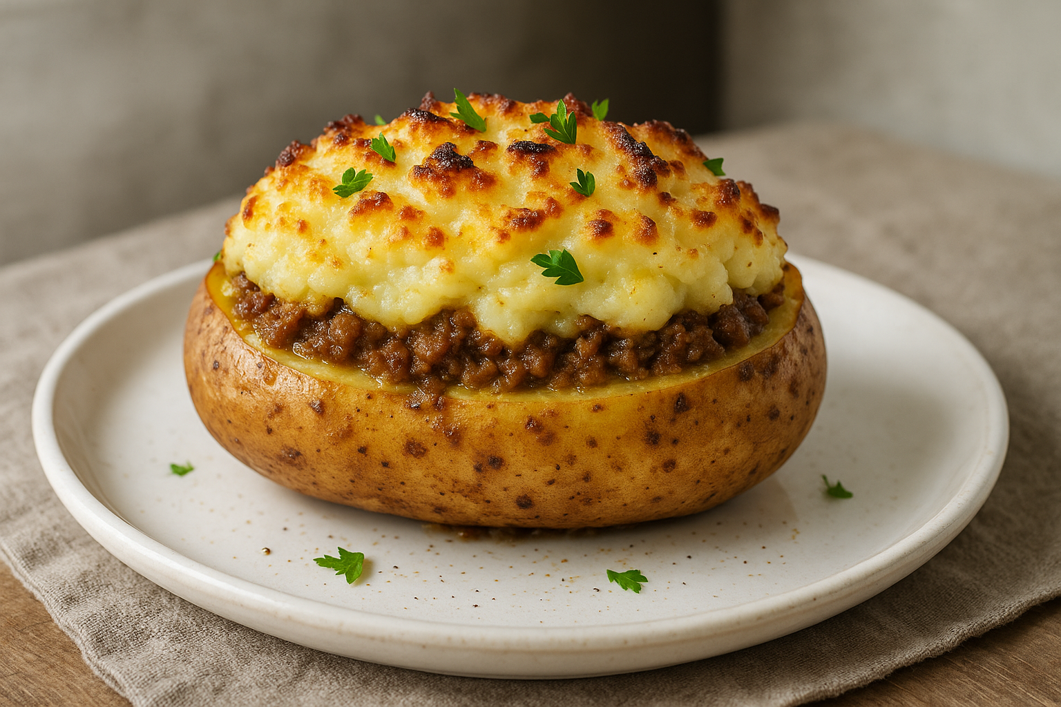 Pommes de Terre Farcies au Four façon Hachis Parmentier