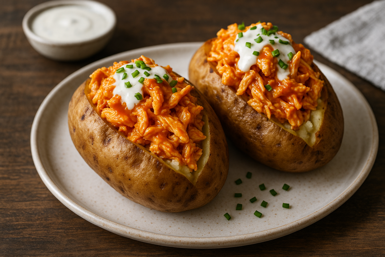 Pommes de terre farcies au poulet Buffalo