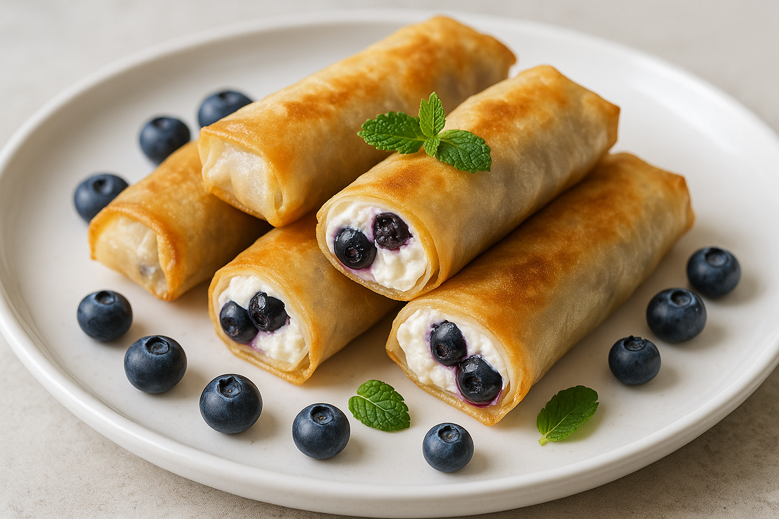 Nems au fromage frais et aux myrtille