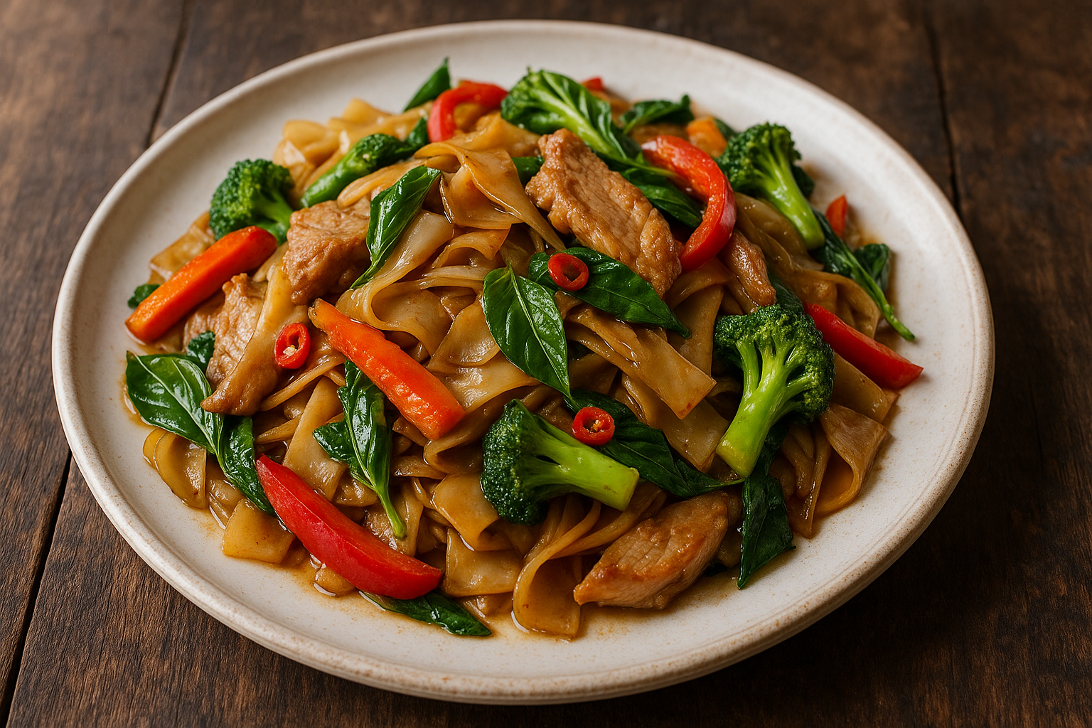 Nouilles Thaïlandaises Ivres (Pad Kee Mao)