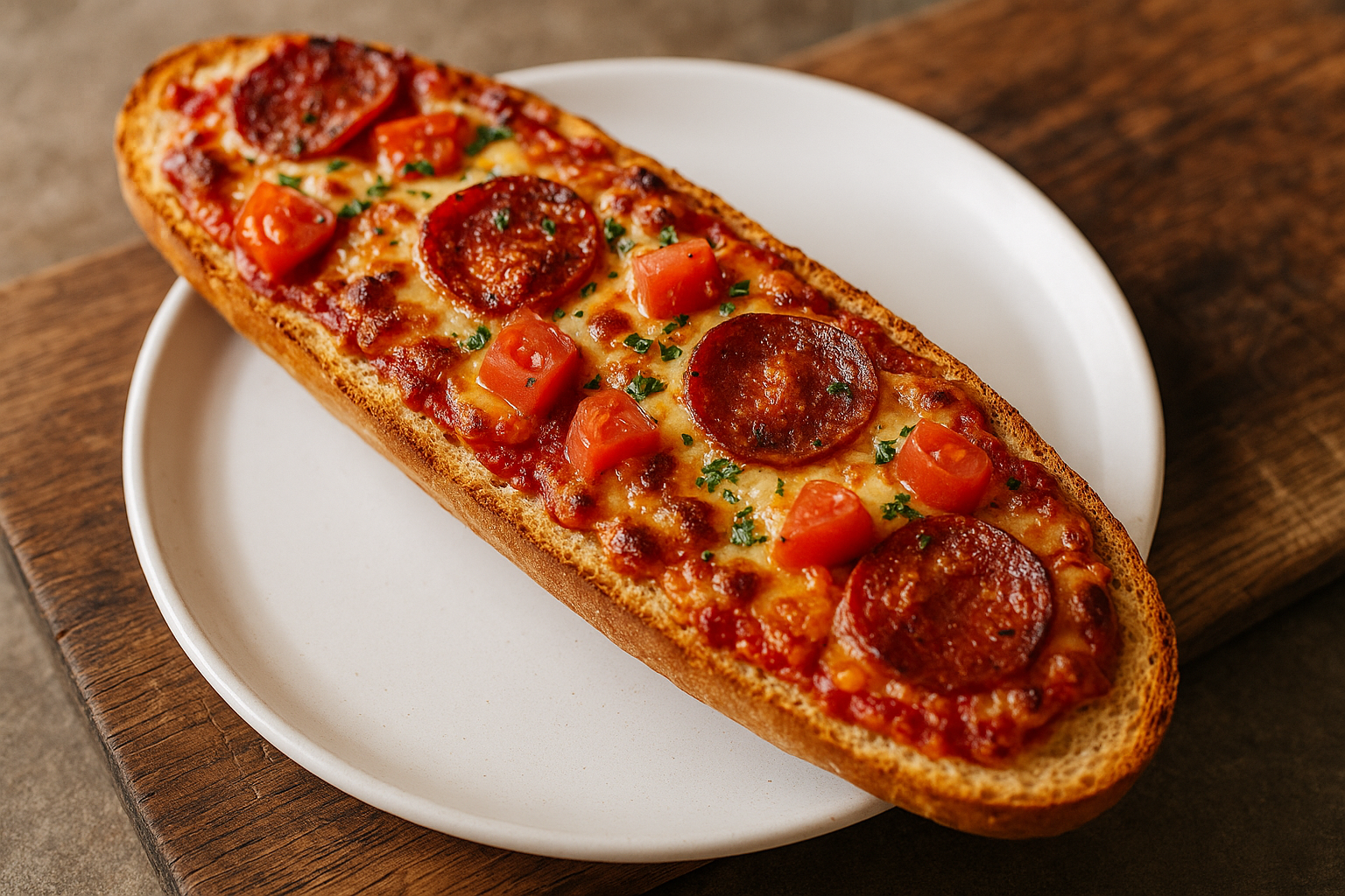Baguette gratinée façon pizza