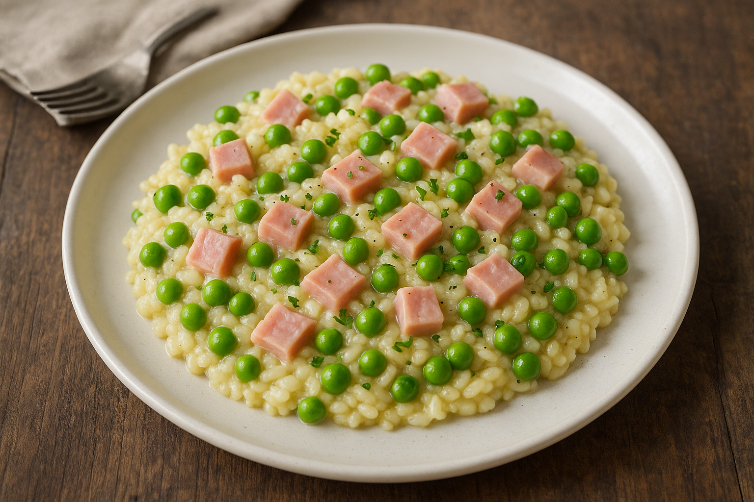 Risotto aux petits pois et au jambon