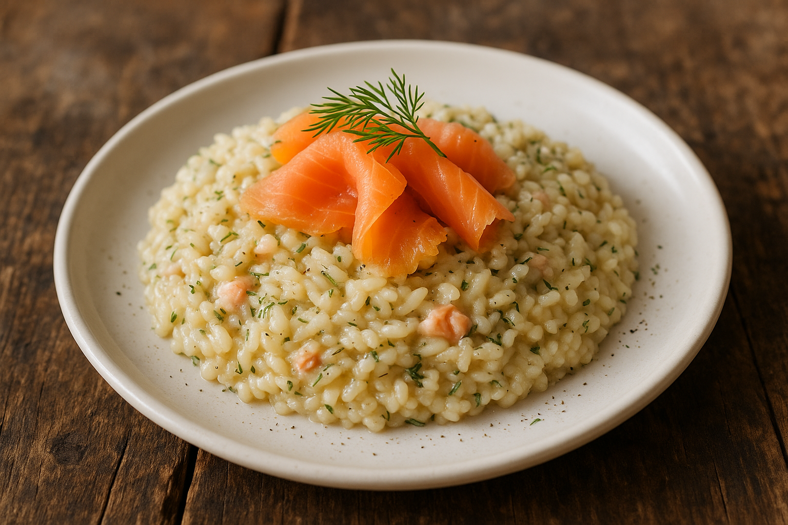 Risotto au saumon fumé et à l’aneth