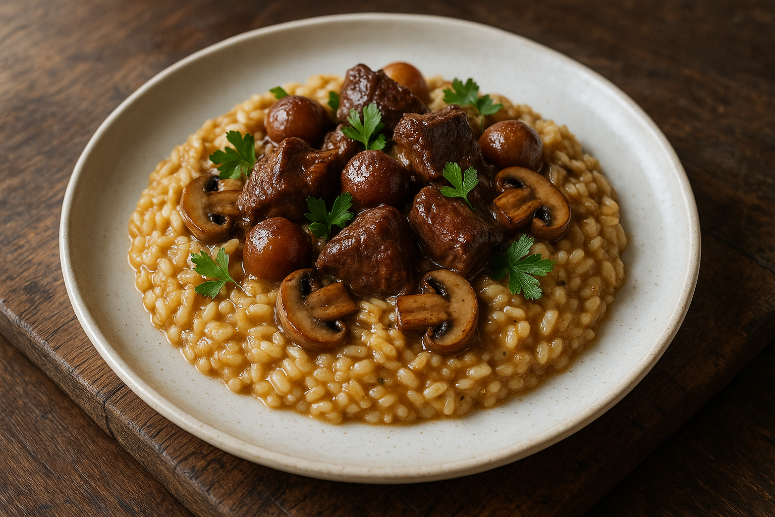 Risotto au bœuf bourguignon