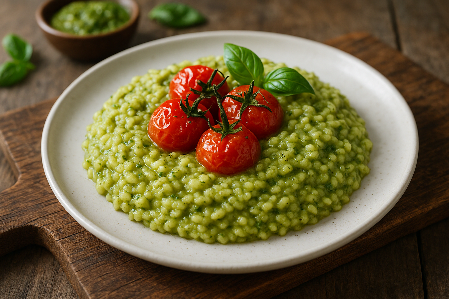 Risotto au pesto et tomates