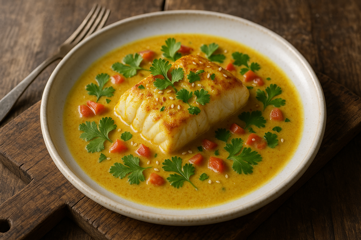 Cabillaud au Curry & Lait de Coco (pour 2 à 3 personnes)