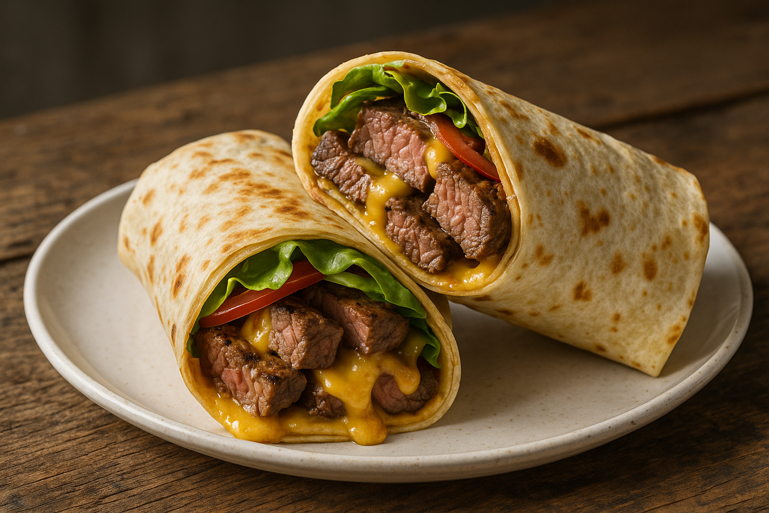 Wrap au steak et au fromage fondant
