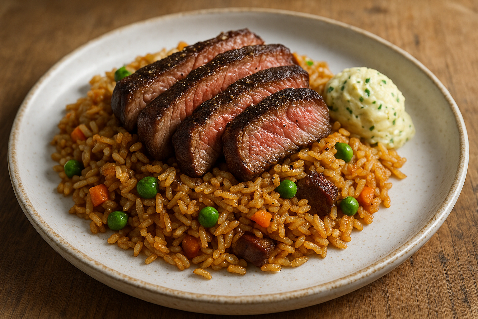Riz Frit au Steak & Beurre à l’Ail