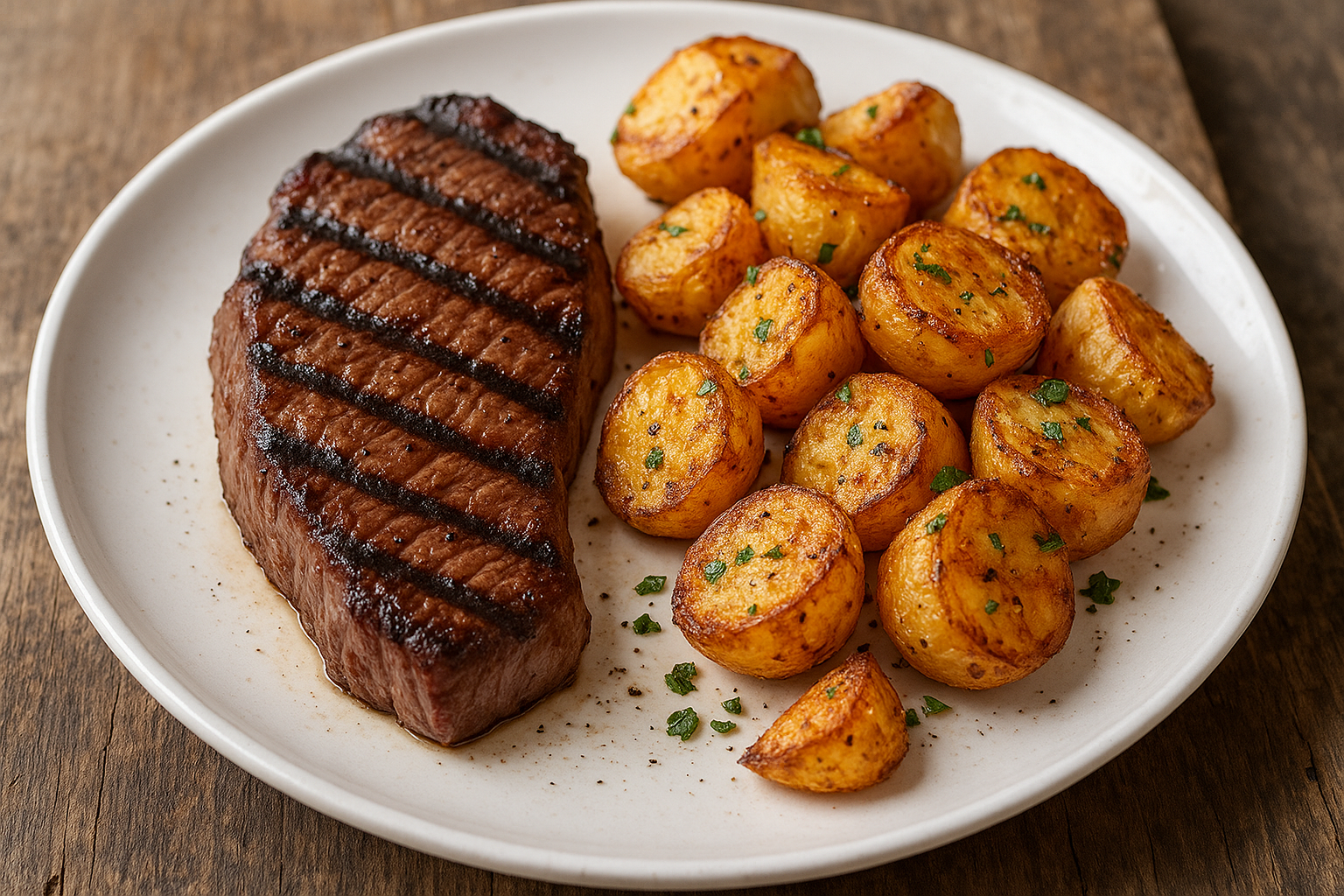 Steak grillé parfait & pommes de terre rôties croustillantes