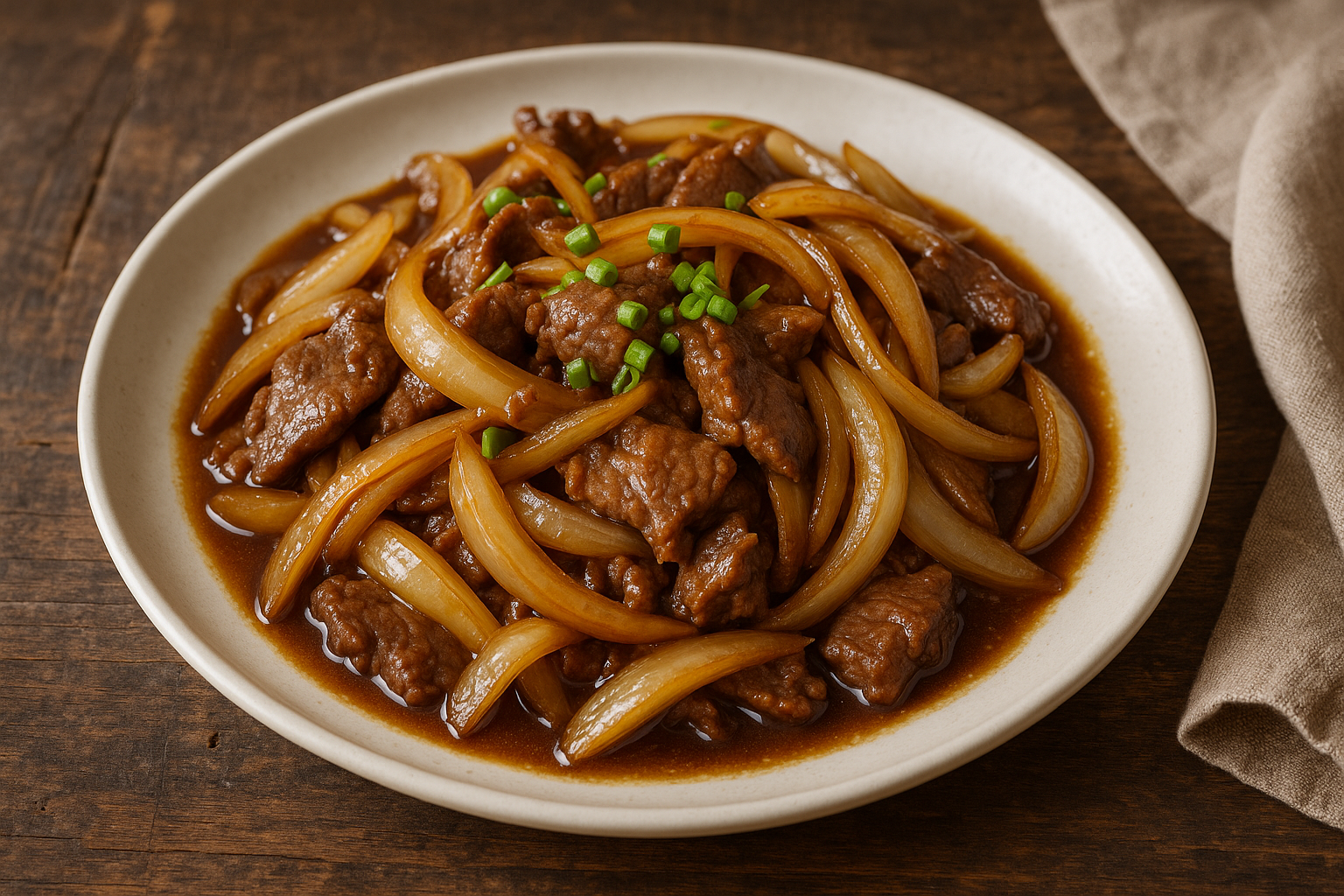 Sauté de bœuf et d’oignons à la chinoise