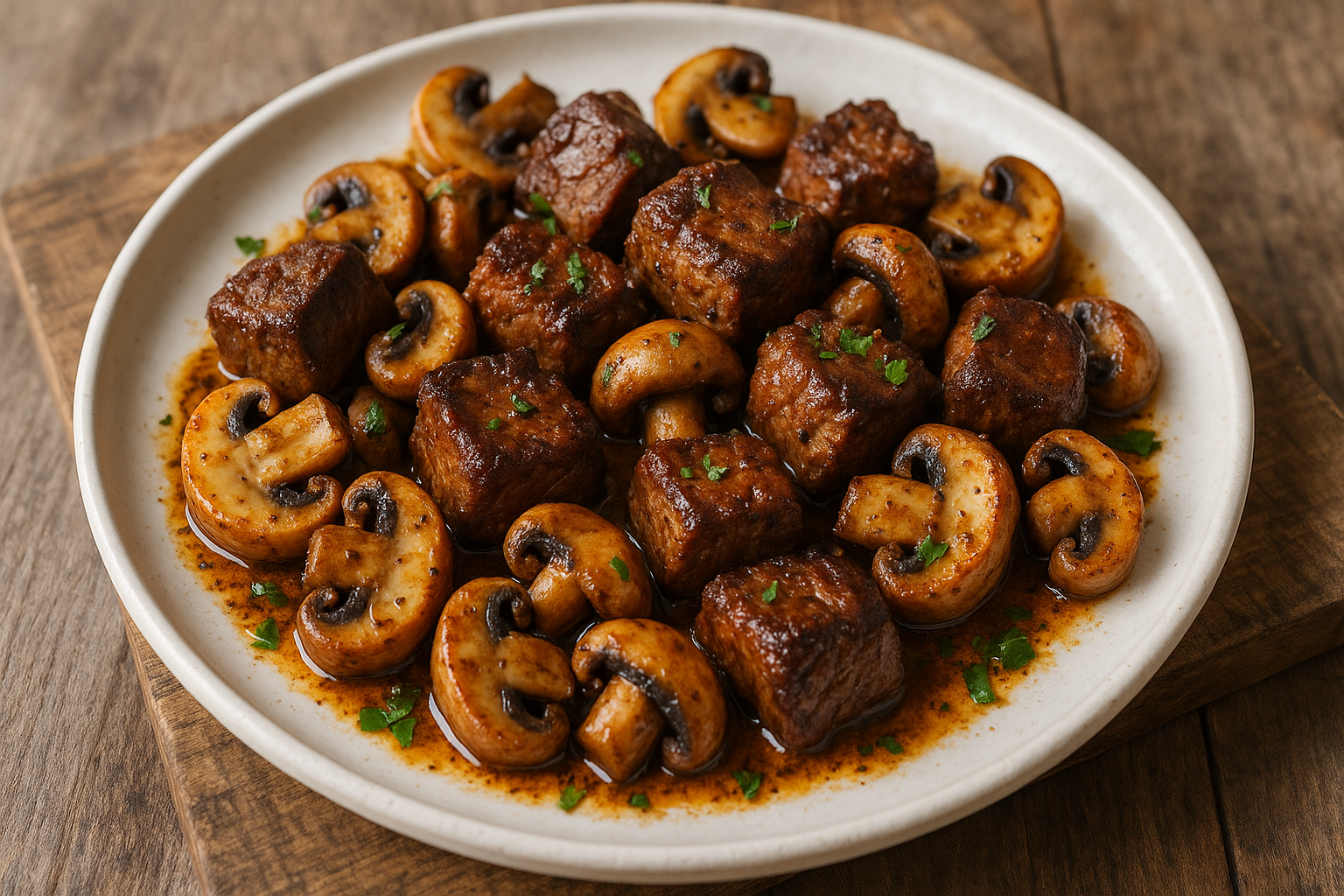 Bouchées de steak au beurre cajun aux champignons (à la friteuse à air)