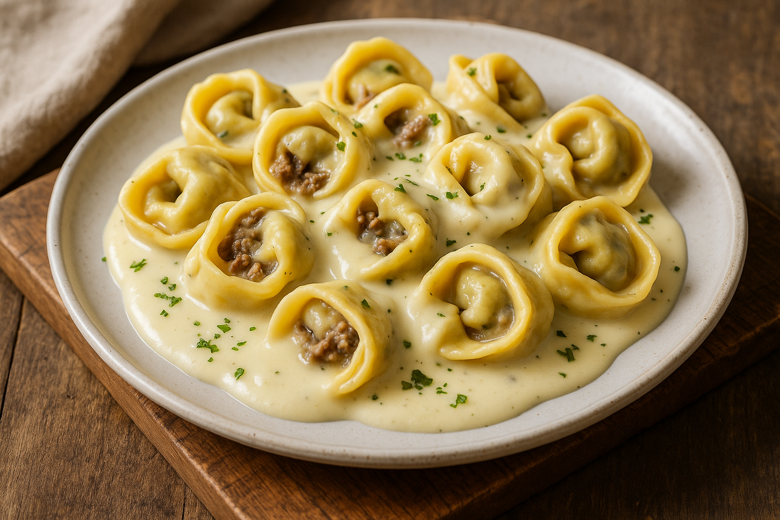 Tortellinis au Cheesesteak & Sauce Provolone Onctueuse (version poêlée)