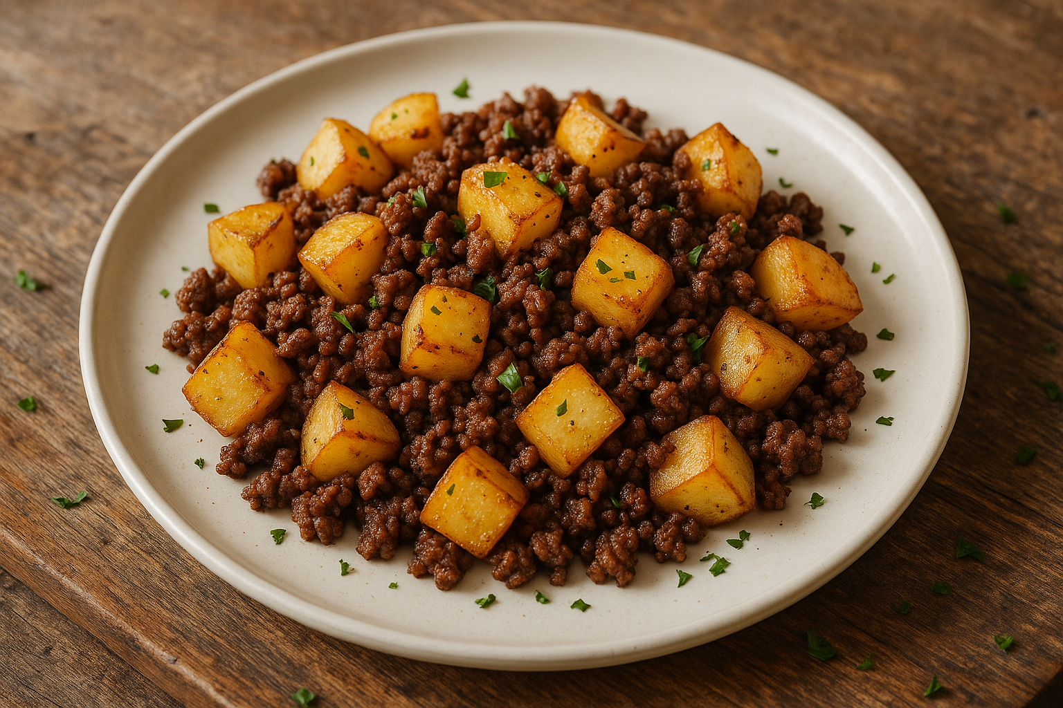 Poêlée de bœuf haché et pommes de terre