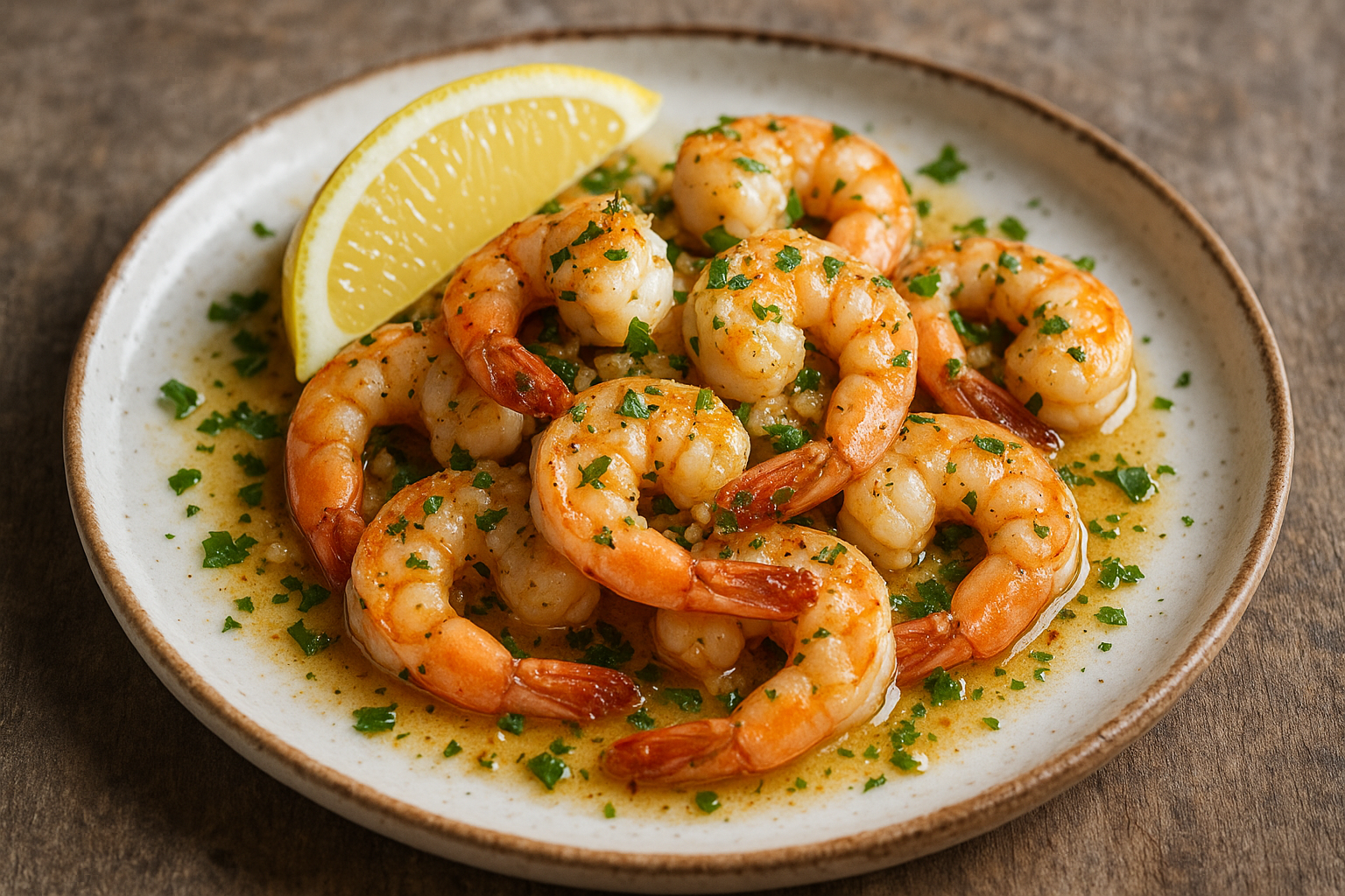 Poêlée de crevettes au beurre à l’ail et au citron
