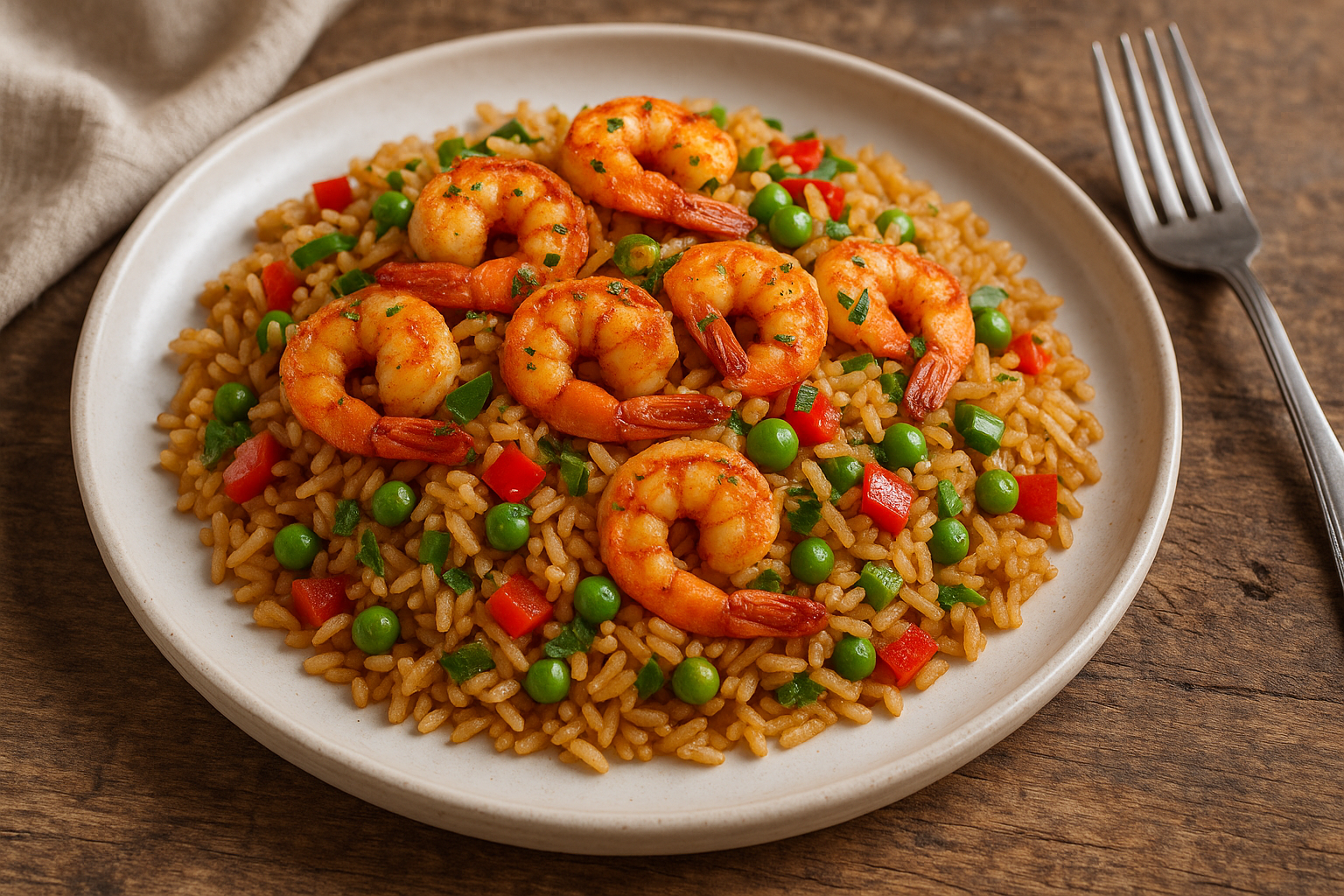 Poêlée de riz salé aux crevettes créoles