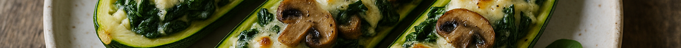 Bateaux de courgettes farcis aux épinards, champignons et ricotta