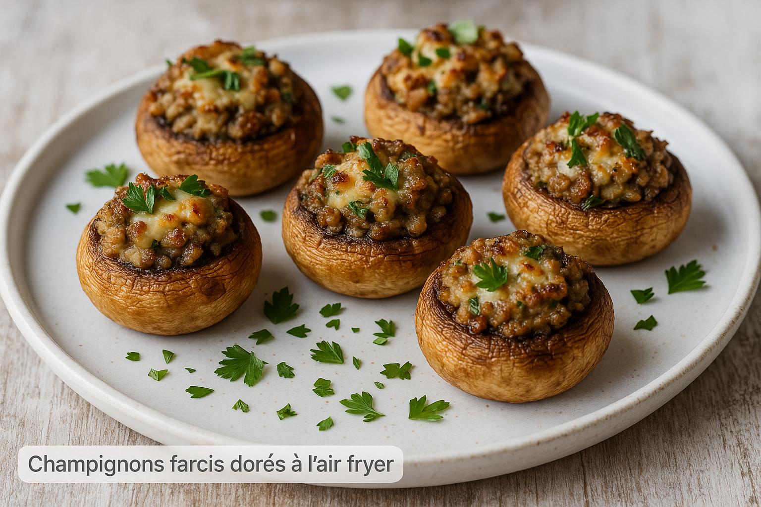 Champignons farcis dorés à l’air fryer