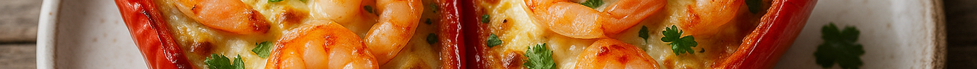 Poivrons farcis aux crevettes et fromage crémeux