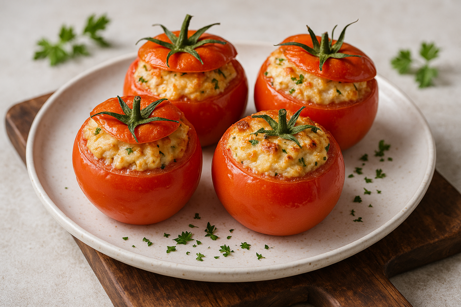 Tomates Farcies au Poulet et Fromage Blanc