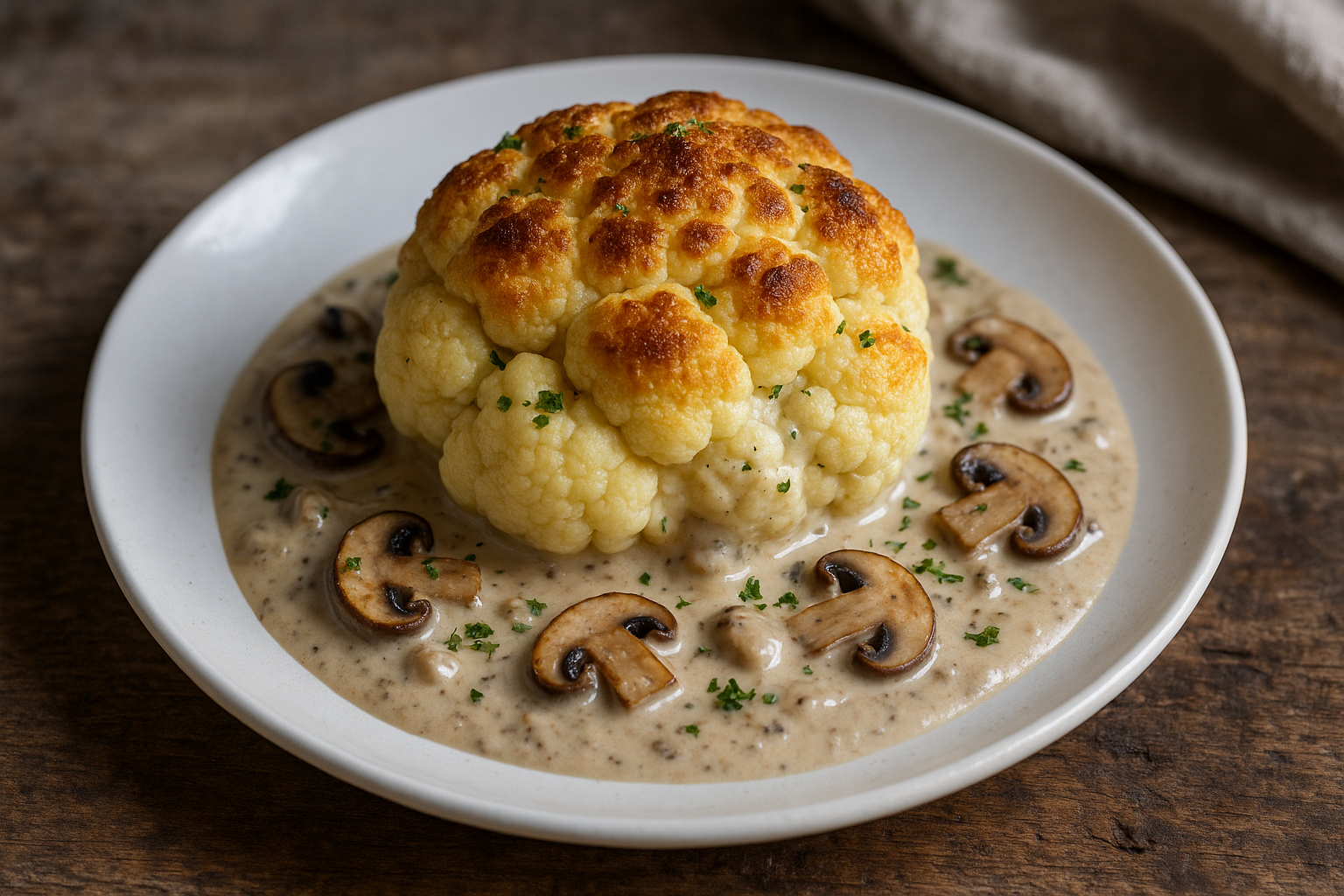 Chou-fleur Farci à la Crème de Champignons